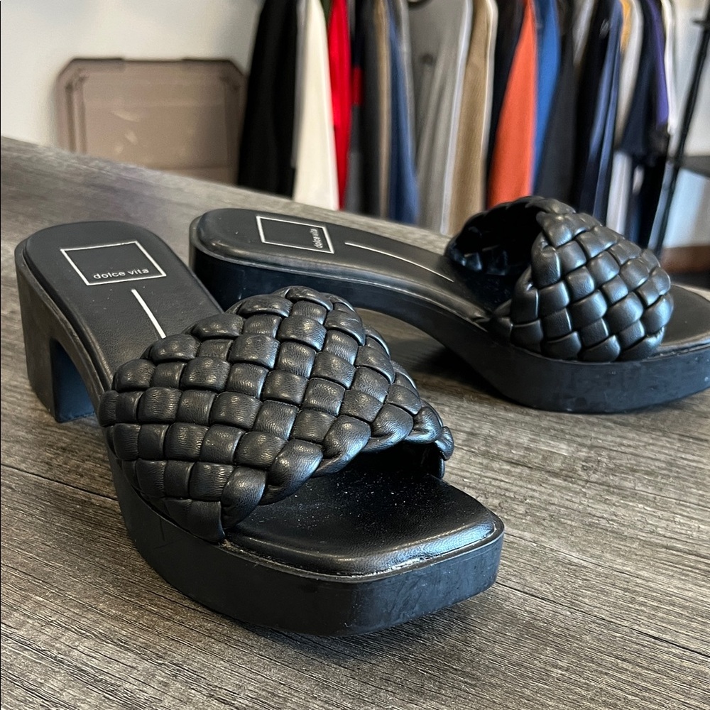 Dolce Vita Black Platform Woven Sandals